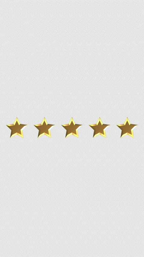 Vertical 3D Gold Five Star Rating Review UI 4K Loop Alpha Stock Footage 336304127