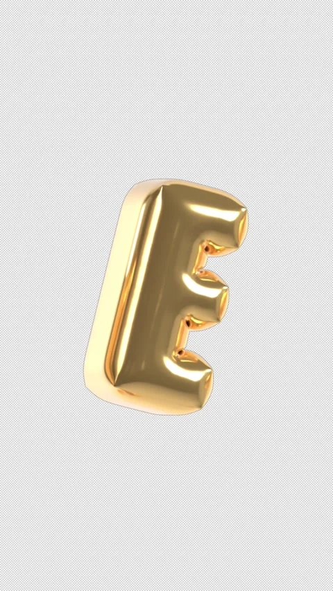 Vertical 3d Golden Balloon Letter E Floating Loop 4k Alpha Stock Footage 344711205
