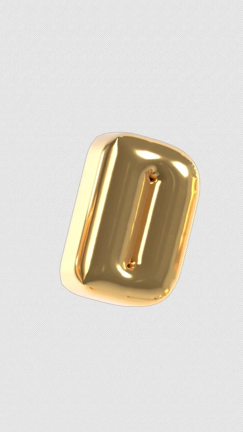 Vertical 3d Golden Balloon Letter D Floating Loop 4k Alpha Stock Footage 344711230