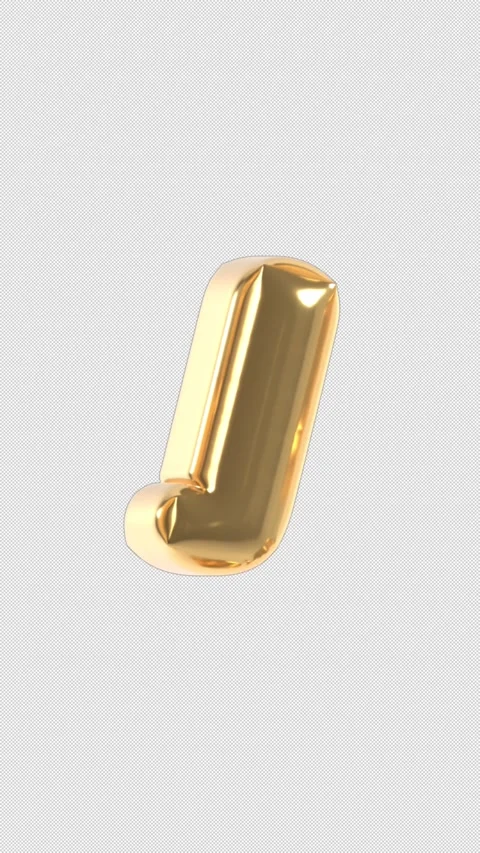 Vertical 3d Golden Balloon Letter J Floating Loop 4k Alpha Stock Footage 344716062