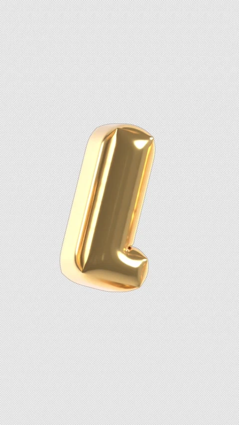 Vertical 3d Golden Balloon Letter L Floating Loop 4k Alpha 動画素材 344716068