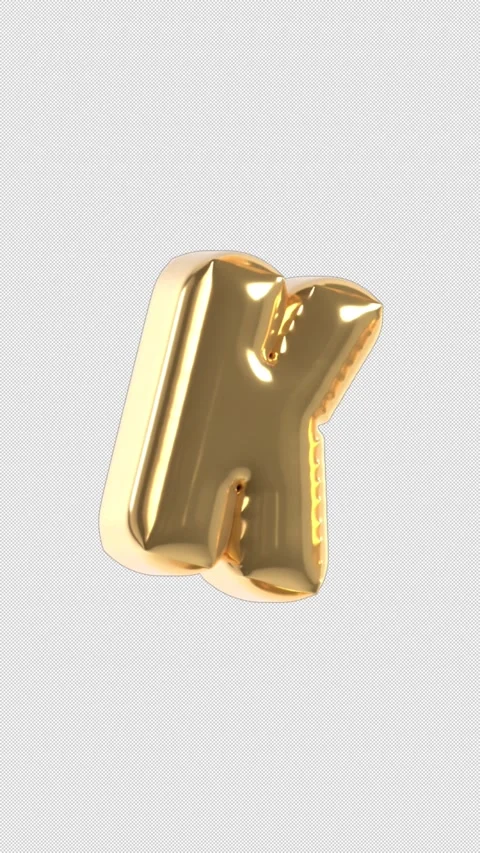 Vertical 3d Golden Balloon Letter K Floating Loop 4k Alpha Stock Footage 344716128