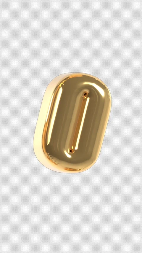 Vertical 3d Golden Balloon Letter O Floating Loop 4k Alpha Stock Footage 344718046
