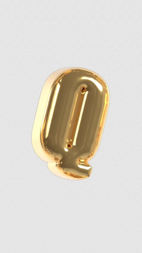 Vertical 3d Golden Balloon Letter Q Floating Loop 4k Alpha Stock Footage 344719898
