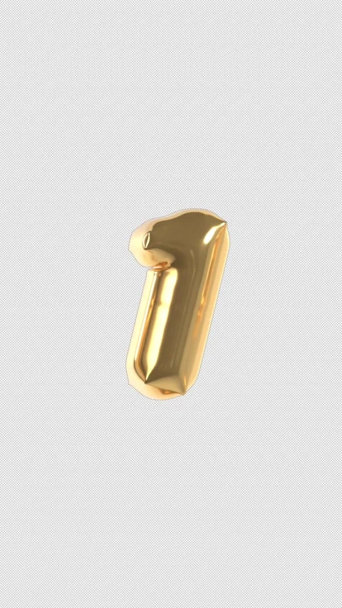 Vertical 3d Golden Balloon Number 1 Floating Loop 4k Alpha Stock Footage 344733049