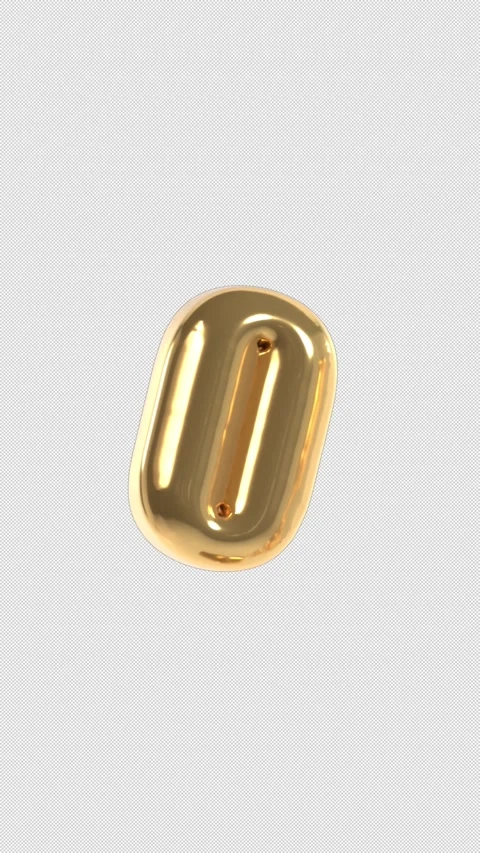 Vertical 3d Golden Balloon Number 0 Floating Loop 4k Alpha Stock Footage 344733152
