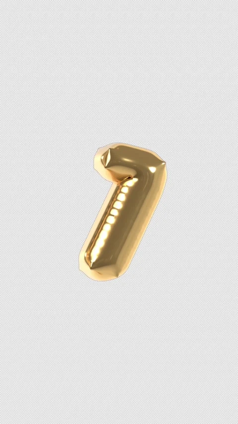 Vertical 3d Golden Balloon Number 7 Floating Loop 4k Alpha Stock Footage 344739585