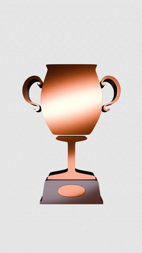 Vertical 3D Golden Trophy Icon Rotating and Appearing on Alpha Channel Stock Footage 332350688