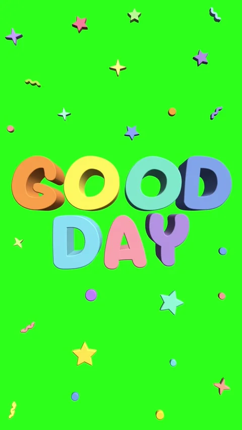Vertical 3D Good Day Text Animation with Floating Confetti on Green Screen Stock Footage 335681954