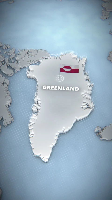 Vertical 3D Greenland Map Animation With Flag And Location Pin Stock Footage 336564352