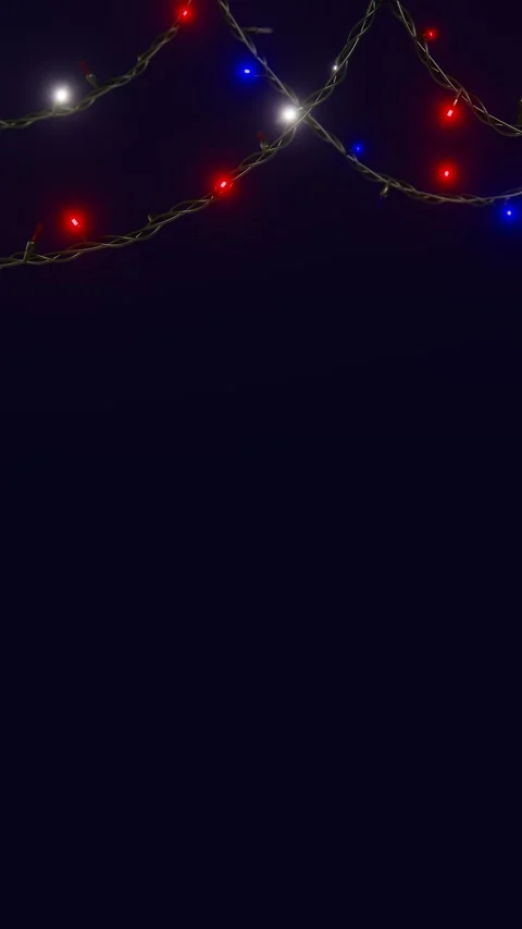 Vertical 3D Independence Day 4th July LED lights string garland red white blue Stock Footage 334939340