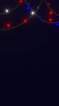 Vertical 3D Independence Day 4th July LED lights string garland red white blue Illustrazione stock