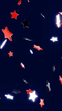 Vertical 3D Independence Day 4th July falling stars night dark blue red white Stock Illustration