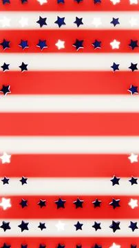 Vertical 3D Independence Day 4th July border frame patriotic USA flag stars Stockillustratie