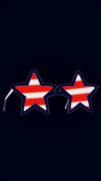 Vertical 3D Independence Day 4th July glasses patriotic USA stars flag America イラスト素材