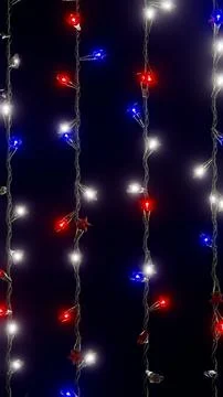 Vertical 3D Independence Day 4th July stars lights garland patriotic USA back Stock Illustration