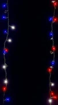 Vertical 3D Independence Day 4th July LED fairy stars lights garland frame Stock Illustration