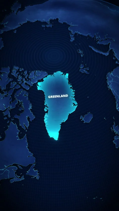 Vertical 3D Map Of Greenland With Glowing High-Tech Highlight Stock Footage 336563994