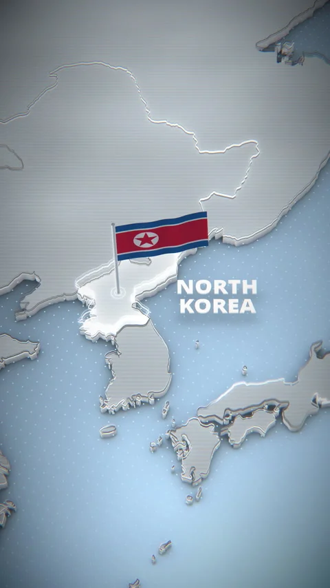 Vertical 3D Map North Korea With Flag Mobile News Graphic Stock Footage 336565445