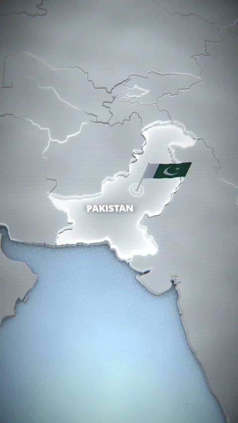 Vertical 3D Map Pakistan Highlight With Flag Pin Mobile Promo Stock Footage 336571030