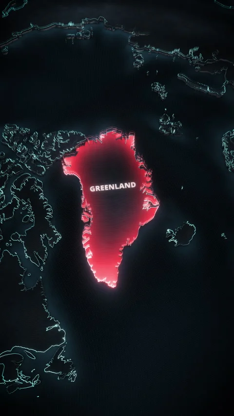 Vertical 3D Map Red Alert On Greenland Mobile News Graphic Stock Footage 336564234