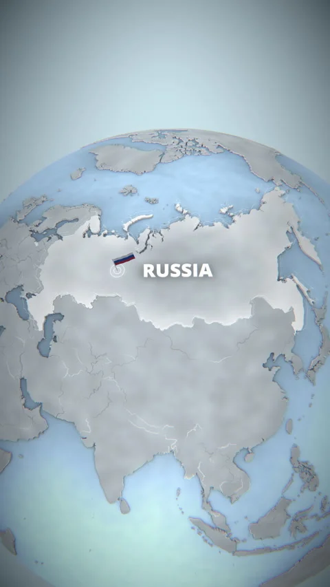 Vertical 3D Map of Russia with Flag Pin and Text for Geographic Presentations Vidéo 334843381