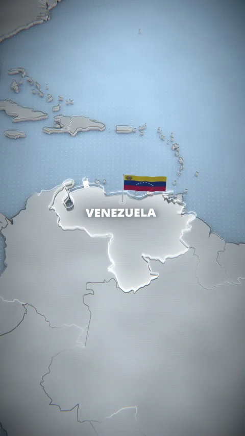 Vertical 3D Map Of Venezuela Highlighted With Waving Flag (9:16) Stock Footage 337968606