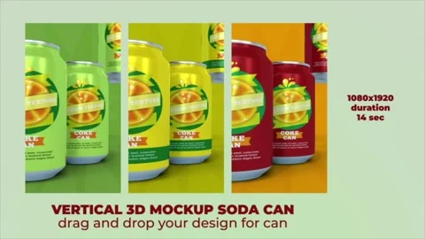 Vertical 3D Mockup Soda Can Stock After Effects