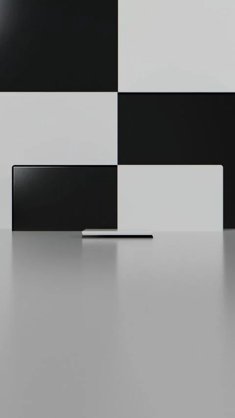 Vertical 3D Monochrome Studio Rotating Light 4K Loop Stock Footage 335513876