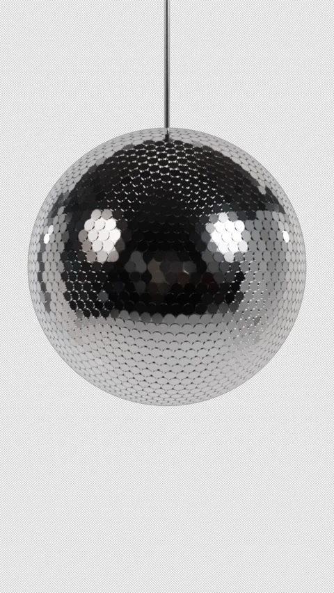Vertical 3d Realistic Disco Mirror Ball Rotating Loop 4k Alpha Transparent Stockbeeldmateriaal 346858475