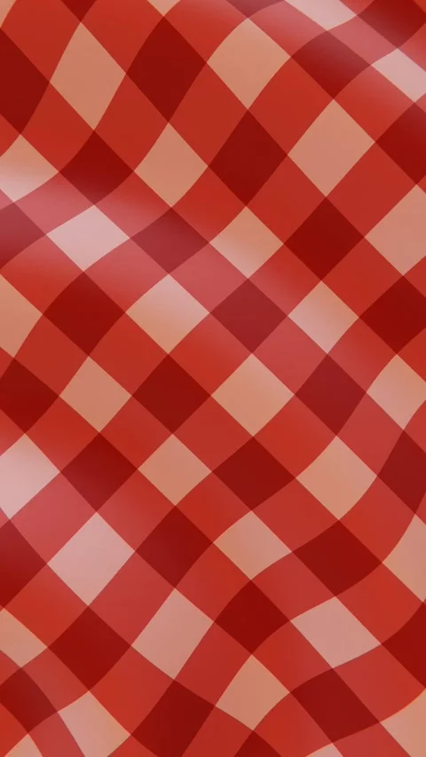 Vertical 3D red retro gingham picnic food texture plaid pattern render picture Video stock 316231520