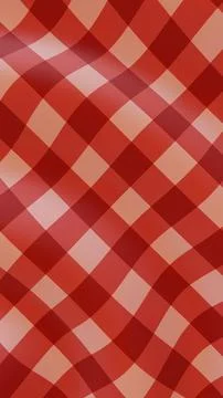Vertical 3D red retro gingham picnic food texture plaid pattern render picture Stock Illustration