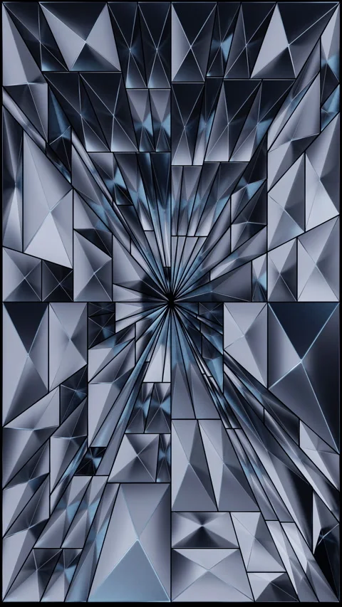 Vertical 3D Render Abstract Chrome Geometric Fractal Background Stock Footage 328247522