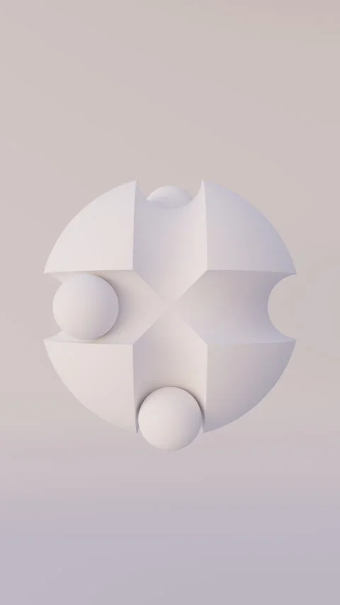 Vertical 3D render of abstract loopable white paper spheres on white background Stock Footage 246066163