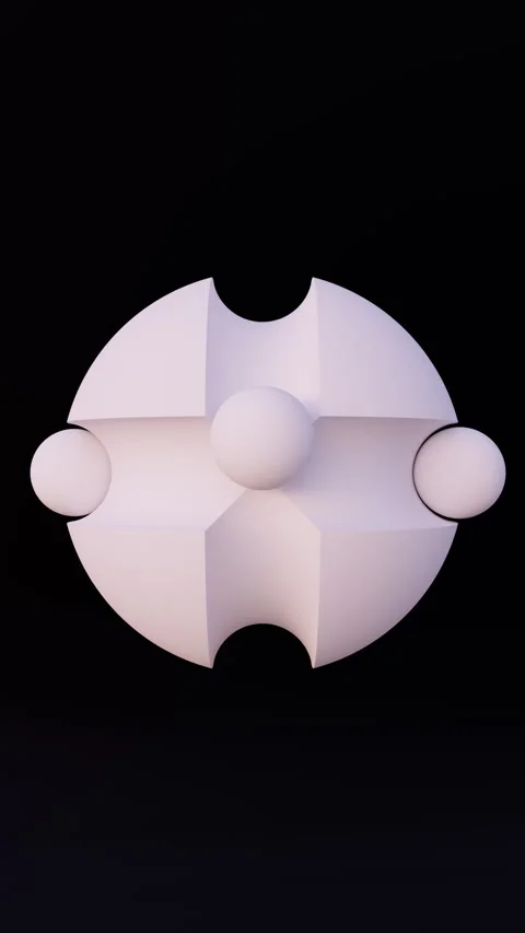 Vertical 3D render of abstract loopable white paper spheres on black background Stock Footage 246543752