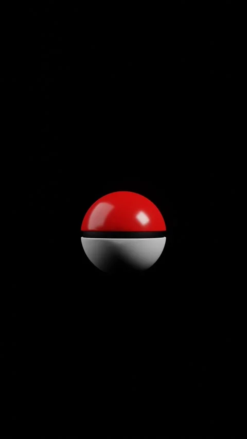 Vertical 3D render of a Pokemon ball on a black background Vidéo 224367054