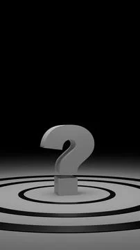 Vertical 3D render of question mark on black concentric rings Stock Illustration