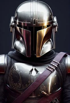 Vertical 3D rendering of an armored knight of the future, dark background Stock Illustration