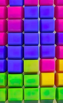 Vertical 3d rendering of colored cubes. Stock Illustration