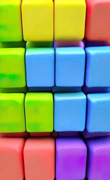 Vertical 3d rendering of colored cubes. Stock Illustration