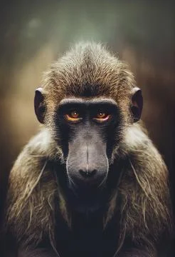 Vertical 3D rendering of a cute monkey Stock Illustration