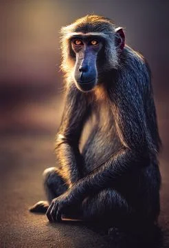 Vertical 3D rendering of a cute monkey Stock Illustration