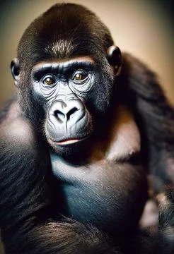 Vertical 3D rendering of a cute monkey Stock Illustration