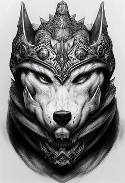 Vertical 3D rendering of a grey werewolf Stock Illustration