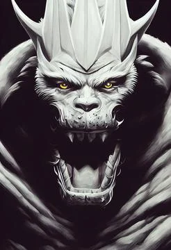 Vertical 3D rendering of a grey werewolf Stock Illustration