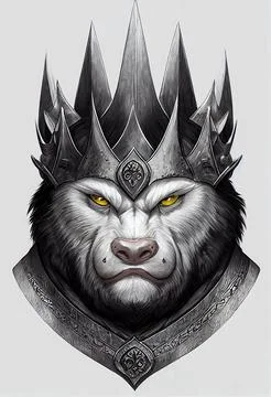 Vertical 3D rendering of a grey werewolf Stock Illustration