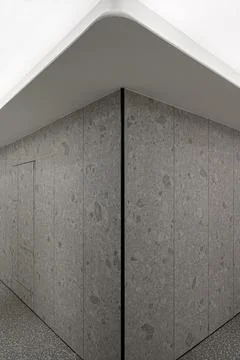Vertical 3D rendering of an interior with grays wall forming an angle Stock Illustration