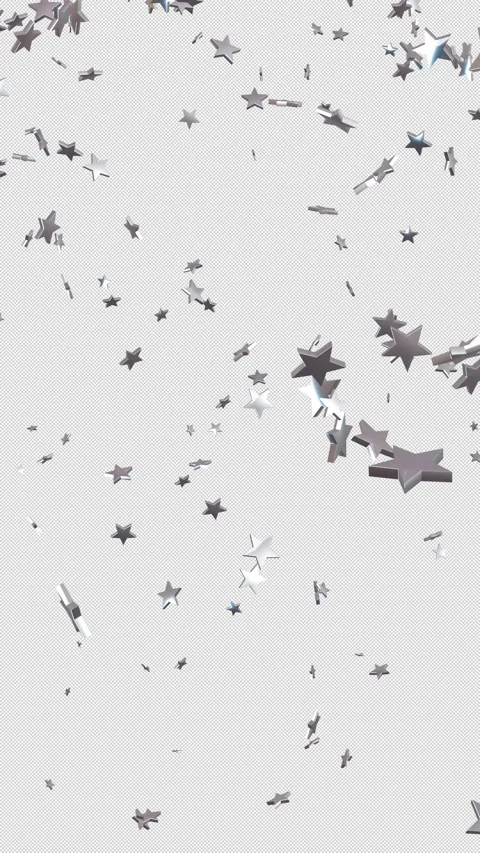 Vertical 3D Silver Plate Stars Falling Particle Overlay on Alpha Channel Vídeos de archivo 332491028