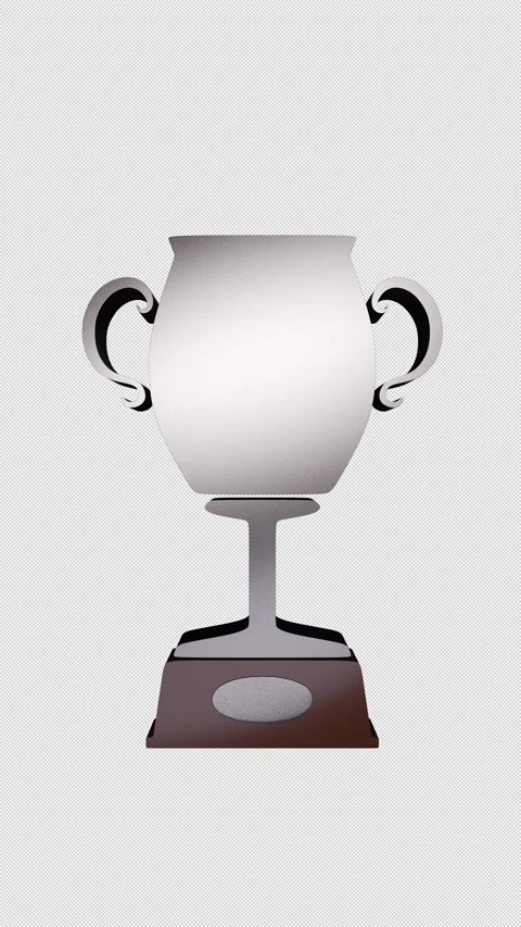 Vertical 3D Silver Plate Trophy Icon Rotating and Appearing on Alpha Channel Vídeos de archivo 332351144