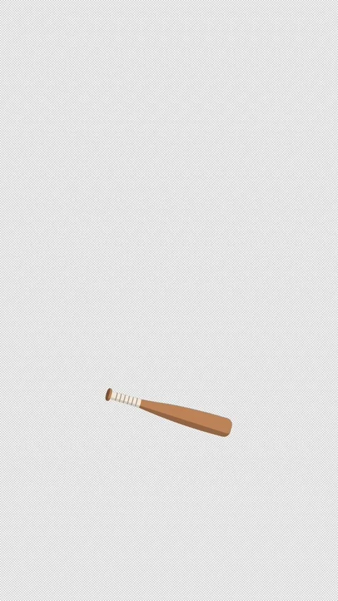 Vertical 3d Stylized Baseball Bat Hitting Ball Loop 4k Alpha Stock Footage 345689408